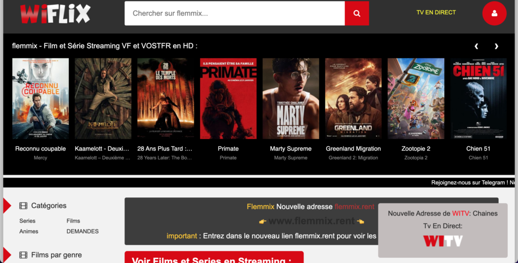Wiflix / Flemmix nouvelle adresse
